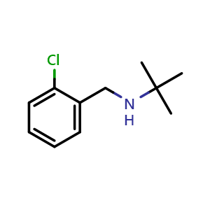 Chemical structure of N-(2-Chlorophenylmethyl)tert-butylamine , CAS 46190-12-9, AChemBlock P37988