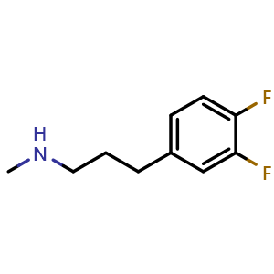Chemical structure of 3-(3,4-Difluorophenyl)-N-methylpropan-1-amine , CAS 459872-41-4, AChemBlock P37996