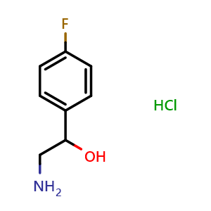 Chemical structure of 2-Amino-1-(4-fluorophenyl)ethanol hydrochloride , CAS 456-05-3, AChemBlock P38012