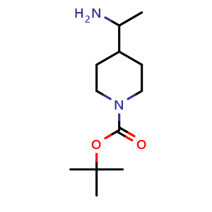 Chemical structure of 1-Boc-4-(1-aminoethyl)-piperidine , CAS 455267-29-5, AChemBlock P38017