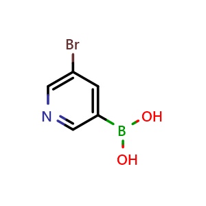 Chemical structure of 5-Bromopyridin-3-ylboronic acid , CAS 452972-09-7, AChemBlock P38023
