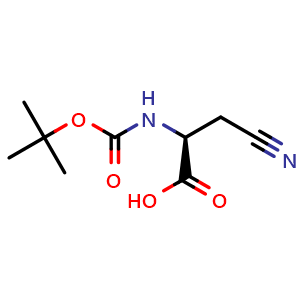 Chemical structure of (S)-3-Cyano-2-(Boc-amino)propanoic acid , CAS 45159-34-0, AChemBlock P38025