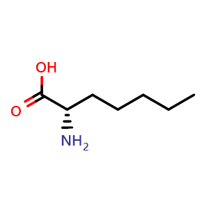 Chemical structure of (S)-2-Aminoheptanoic acid , CAS 44902-02-5, AChemBlock P38032