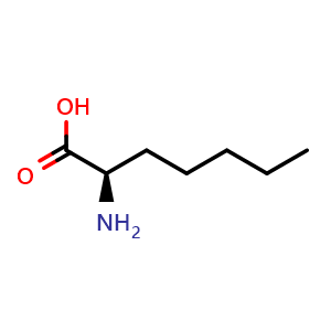Chemical structure of (R)-2-Aminoheptanoic acid , CAS 44902-01-4, AChemBlock P38033