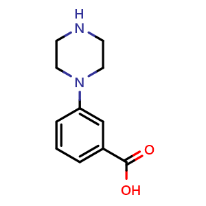 Chemical structure of 3-Piperazin-1-yl-benzoic acid , CAS 446831-28-3, AChemBlock P38039