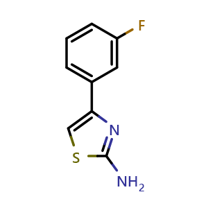 Chemical structure of 4-(3-Fluorophenyl)-2-thiazolamine , CAS 446065-20-9, AChemBlock P38043