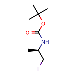 Chemical structure of tert-Butyl [(R)-2-iodo-1-methylethyl]carbamate , CAS 446060-78-2, AChemBlock P38044