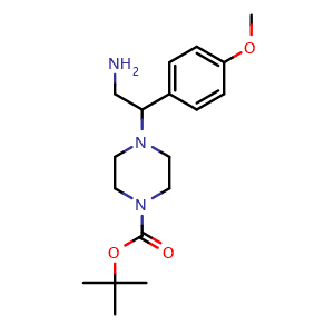 Chemical structure of 2-(N-Boc-piperazino)-2-(4-methoxyphenyl)ethylamine , CAS 444892-61-9, AChemBlock P38048