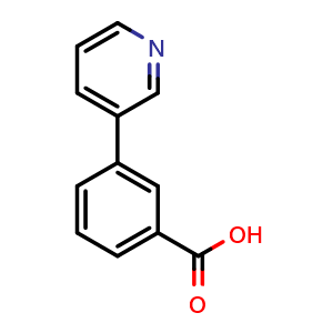 Chemical structure of 3-(Pyridin-3-yl)benzoic acid , CAS 4385-77-7, AChemBlock P38079