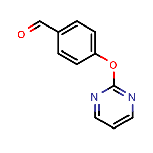 Chemical structure of 4-(2-Pyrimidinyloxy)-benzaldehyde , CAS 433920-92-4, AChemBlock P38098