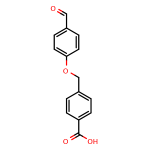 Chemical structure of 4-[(4-Formylphenoxy)methyl]benzoic acid , CAS 428468-34-2, AChemBlock P38114