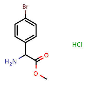 Chemical structure of Methyl a-amino-4-bromobenzeneacetate hydrochloride , CAS 42718-20-7, AChemBlock P38119