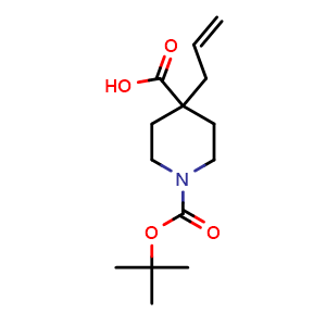 Chemical structure of 1-Boc-4-(2-propenyl)-4-piperidinecarboxylic acid , CAS 426842-70-8, AChemBlock P38122