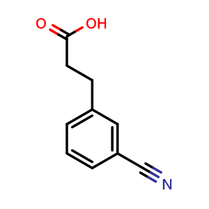 Chemical structure of 3-Cyanobenzenepropanoic acid , CAS 42287-97-8, AChemBlock P38139