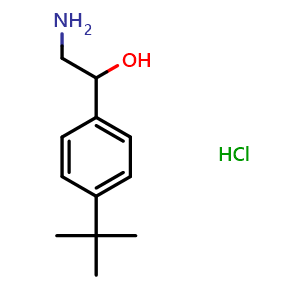 Chemical structure of 2-Amino-1-(4-tert-butylphenyl)ethanol hydrochloride , CAS 41870-80-8, AChemBlock P38166