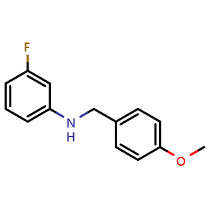 Chemical structure of (3-Fluorophenyl)(4-methoxybenzyl)amine , CAS 416866-61-0, AChemBlock P38168