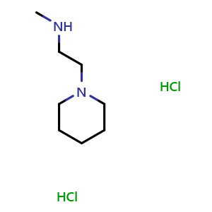Chemical structure of N-Methyl-1-piperidineethanamine dihydrochloride , CAS 41239-39-8, AChemBlock P38178