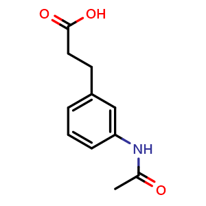 Chemical structure of 3-(Acetylamino)benzenepropanoic acid , CAS 4080-83-5, AChemBlock P38196