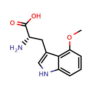 Chemical structure of 4-Methoxy-L-tryptophan , CAS 406938-53-2, AChemBlock P38203