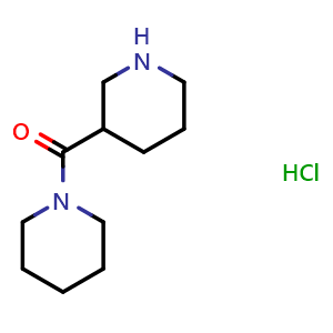 Chemical structure of 1-(3-Piperidinylcarbonyl)-piperidine hydrochloride , CAS 40576-21-4, AChemBlock P38212