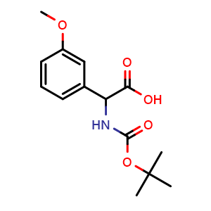 Chemical structure of Boc-2-amino-2-(3-methoxyphenyl)acetic acid , CAS 40512-37-6, AChemBlock P38218