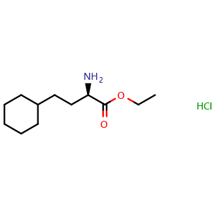 Chemical structure of Ethyl (R)-a-Amino-cyclohexanebutanoate hydrochloride , CAS 402825-02-9, AChemBlock P38248