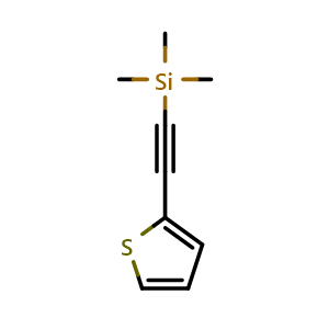 Chemical structure of 2-[2-(Trimethylsilyl)ethynyl]thiophene , CAS 40231-03-6, AChemBlock P38256