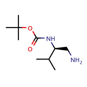 Chemical structure of N-Boc-[(R)-1-(aminomethyl)-2-methylpropyl]amine , CAS 400652-50-8, AChemBlock P38290
