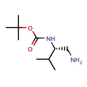 Chemical structure of N-Boc-[(S)-1-(aminomethyl)-2-methylpropyl]amine , CAS 400652-49-5, AChemBlock P38291