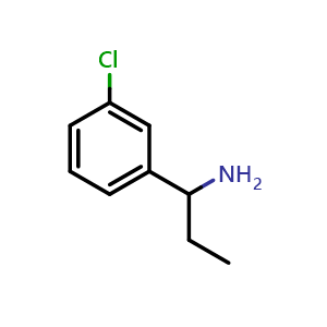 Chemical structure of 1-(3-Chlorophenyl)propan-1-amine , CAS 40023-86-7, AChemBlock P38298