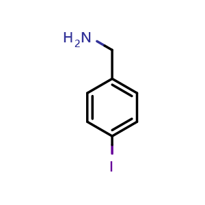 Chemical structure of 4-Iodo-benzylamine , CAS 39959-59-6, AChemBlock P38306