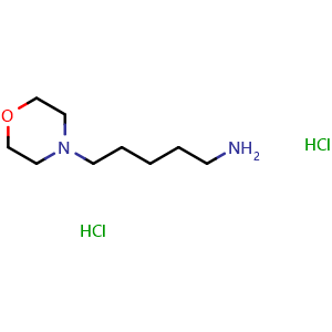 Chemical structure of 4-Morpholinepentanamine dihydrochloride , CAS 39793-32-3, AChemBlock P38319