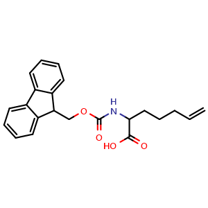 Chemical structure of 2-(Fmoc-amino)-6-heptenoic acid , CAS 397868-44-9, AChemBlock P38320