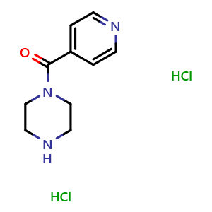 Chemical structure of 1-(4-Pyridinecarbonyl)piperazine dihydrochloride , CAS 39640-05-6, AChemBlock P38332