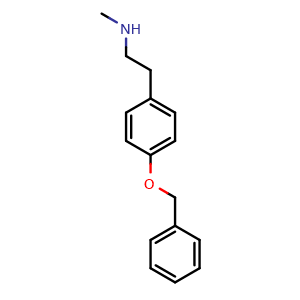 Chemical structure of N-Methyl-4-(benzyloxy)-benzeneethanamine , CAS 38961-21-6, AChemBlock P38370