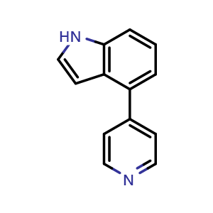 Chemical structure of 4-(4-Pyridinyl)-1H-indole , CAS 388116-28-7, AChemBlock P38375
