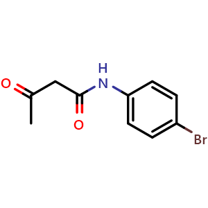 Chemical structure of N-(4-Bromophenyl)-3-oxo-butanamide , CAS 38418-24-5, AChemBlock P38398