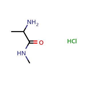 Chemical structure of DL-Alanine methylamide hydrochloride , CAS 38215-73-5, AChemBlock P38407