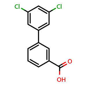 Chemical structure of 3',5'-Dichlorobiphenyl-3-carboxylic acid , CAS 380228-57-9, AChemBlock P38423