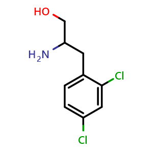Chemical structure of b-Amino-2,4-dichlorobenzenepropanol , CAS 37899-17-5, AChemBlock P38430