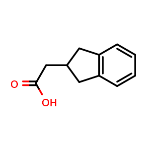 Chemical structure of 2,3-Dihydro-1H-indene-2-acetic acid , CAS 37868-26-1, AChemBlock P38431