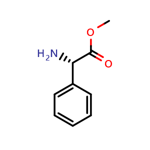Chemical structure of (S)-a-Amino-benzeneacetic acid methyl ester , CAS 37760-98-8, AChemBlock P38441