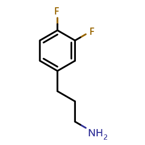 Chemical structure of 3,4-Difluoro-benzenepropanamine , CAS 377083-92-6, AChemBlock P38447