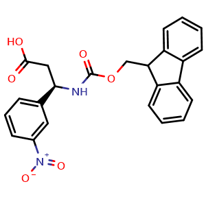 Chemical structure of Fmoc-(R)-3-amino-3-(3-nitrophenyl)propionic acid , CAS 374791-04-5, AChemBlock P38463