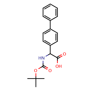 Chemical structure of a-(Boc-amino)-biphenyl-4-acetic acid , CAS 369403-44-1, AChemBlock P38487