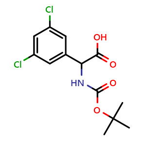 Chemical structure of 3,5-Dichloro-a-(Boc-amino)benzeneacetic acid , CAS 369403-30-5, AChemBlock P38489