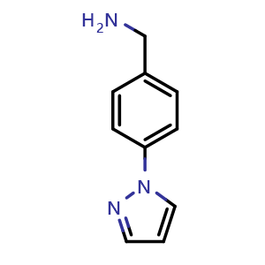 Chemical structure of 4-(Pyrazol-1-yl)benzylamine , CAS 368870-03-5, AChemBlock P38492