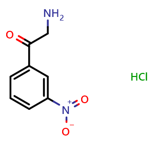 Chemical structure of 2-Amino-3'-nitroacetophenone hydrochloride , CAS 36765-84-1, AChemBlock P38500