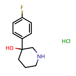 Chemical structure of 3-(4-Fluorophenyl)-3-piperidinol hydrochloride , CAS 173447-91-1, AChemBlock P38514