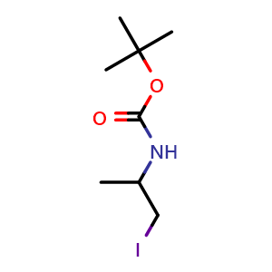 Chemical structure of tert-Butyl (2-iodo-1-methylethyl)carbamate , CAS 363599-44-4, AChemBlock P38523